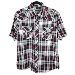Buckle Black Men's Short Sleeve Button down shirt, Medium